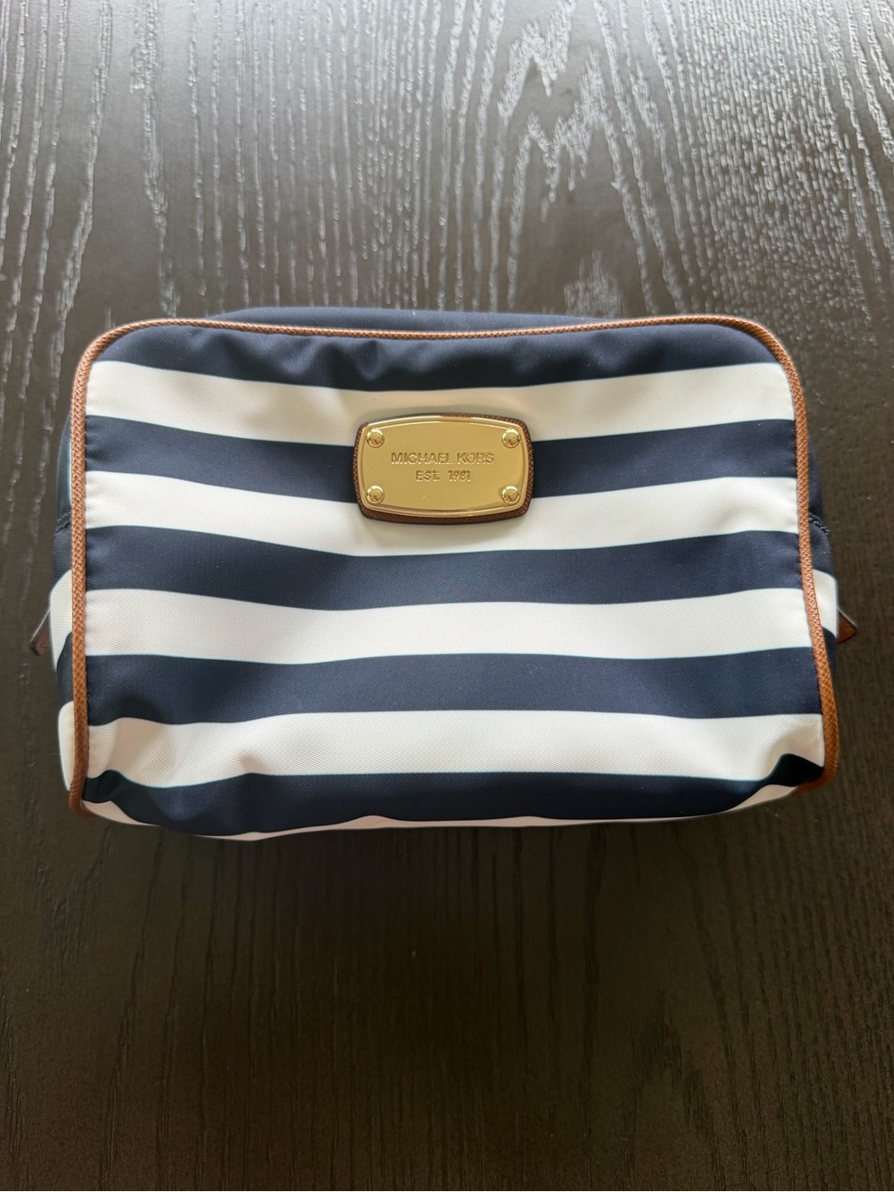 Michael Kors Navy, White & Tan Cosmetic bag